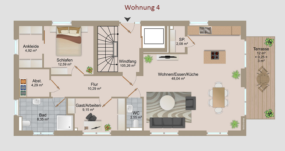 Neubau von 6 Eigentumswohnungen in Lüneburg: Wohnung 4