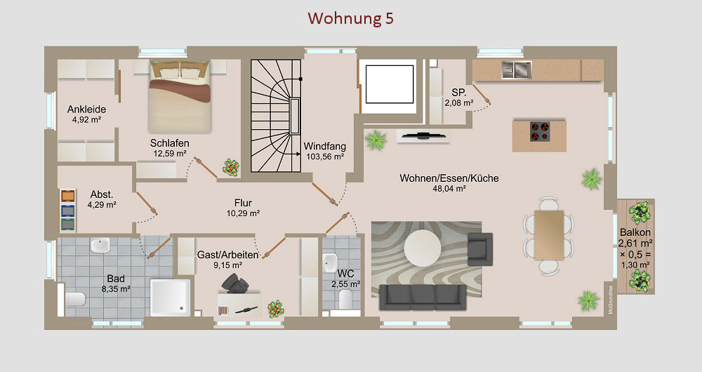 Neubau von 6 Eigentumswohnungen in Lüneburg: Wohnung 5