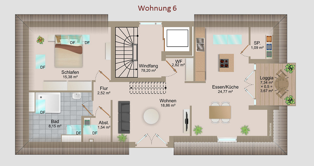 Neubau von 6 Eigentumswohnungen in Lüneburg: Wohnung 6